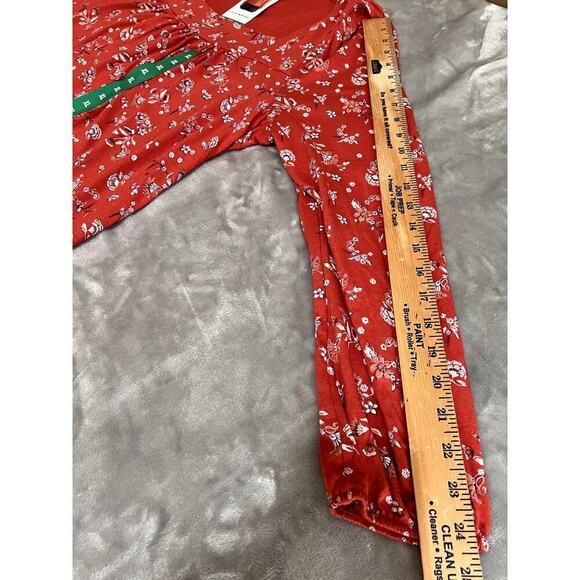 Lucky Brand Womens size XL top orange liberty floral print square neckline - Picture 8 of 12